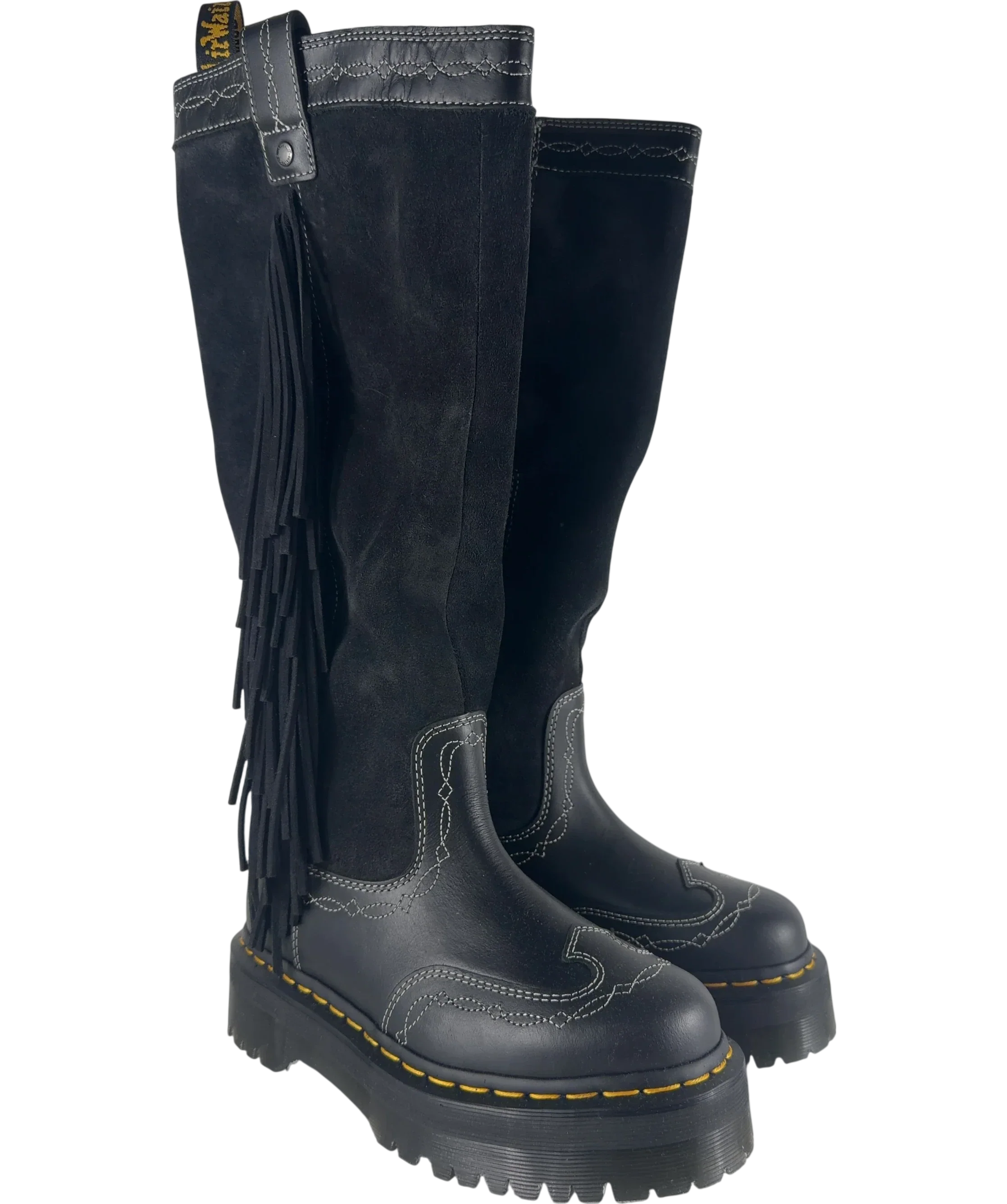 Dr Martens Black Desert Rodeo Quad Hi Knee High Boots, size UK 5 EU 38 👠 — front