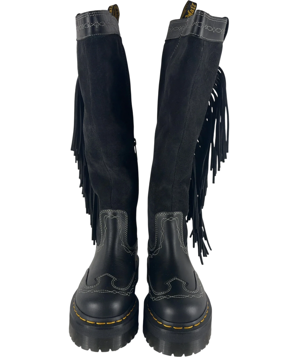 Dr Martens Black Desert Rodeo Quad Hi Knee High Boots UK 5 EU 38 — Front (both, face on)