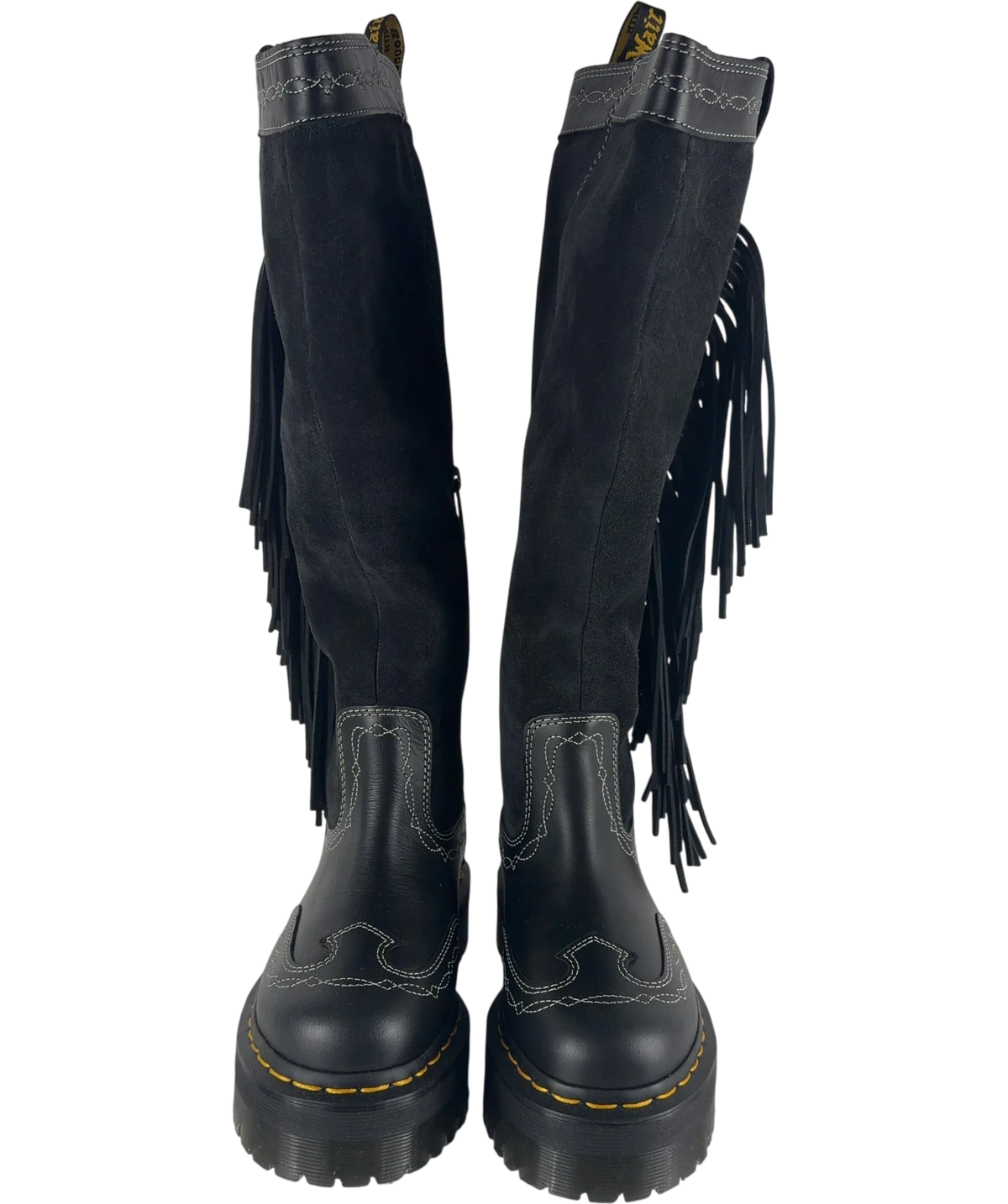 Dr Martens Black Desert Rodeo Quad Hi Knee High Boots UK 5 EU 38 — Front (both, face on)