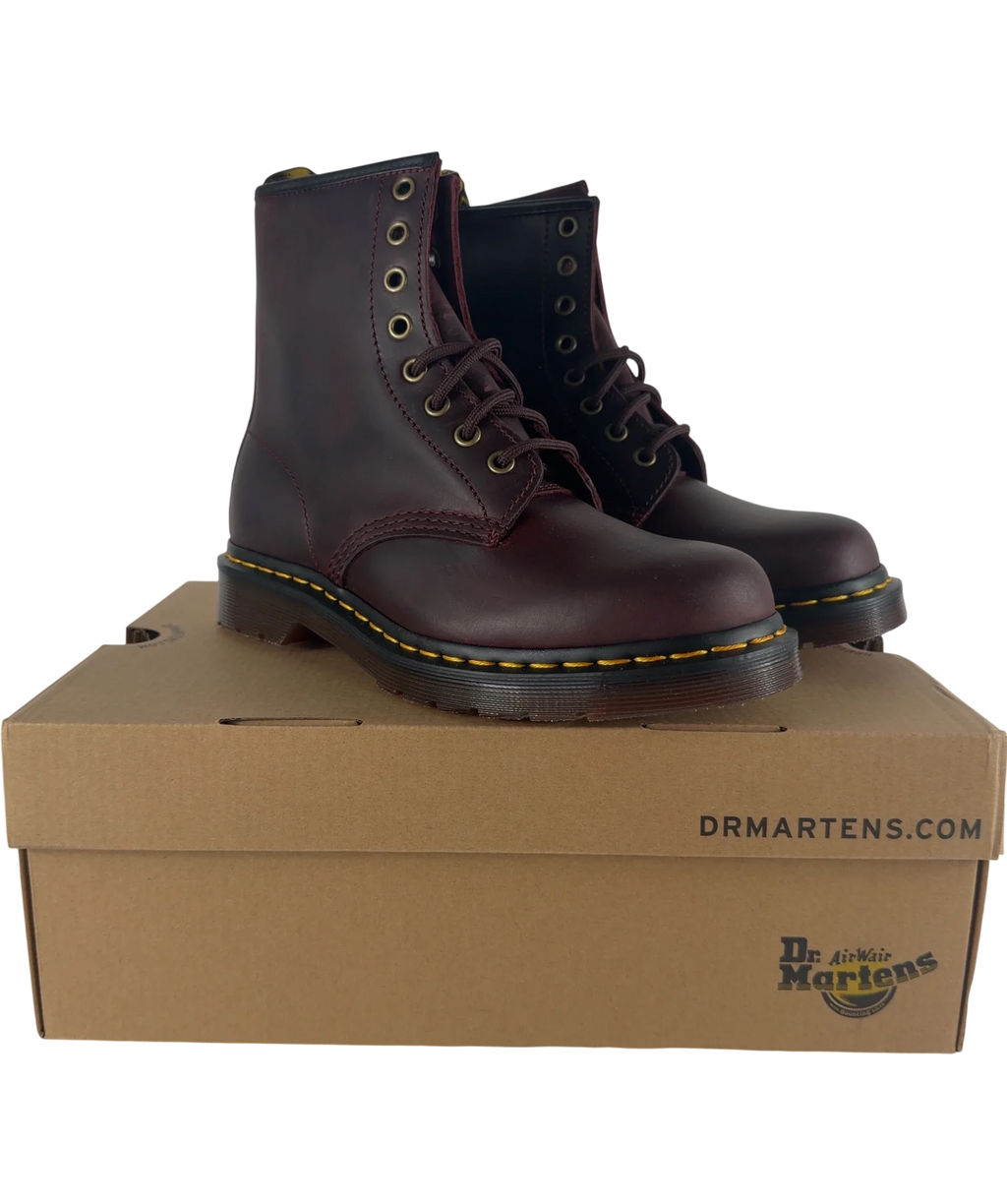 Dr Martens Red 1460 Crazy Horse Leather Lace Up Boots Cherry Red, size UK 5 EU 38 👠 — front