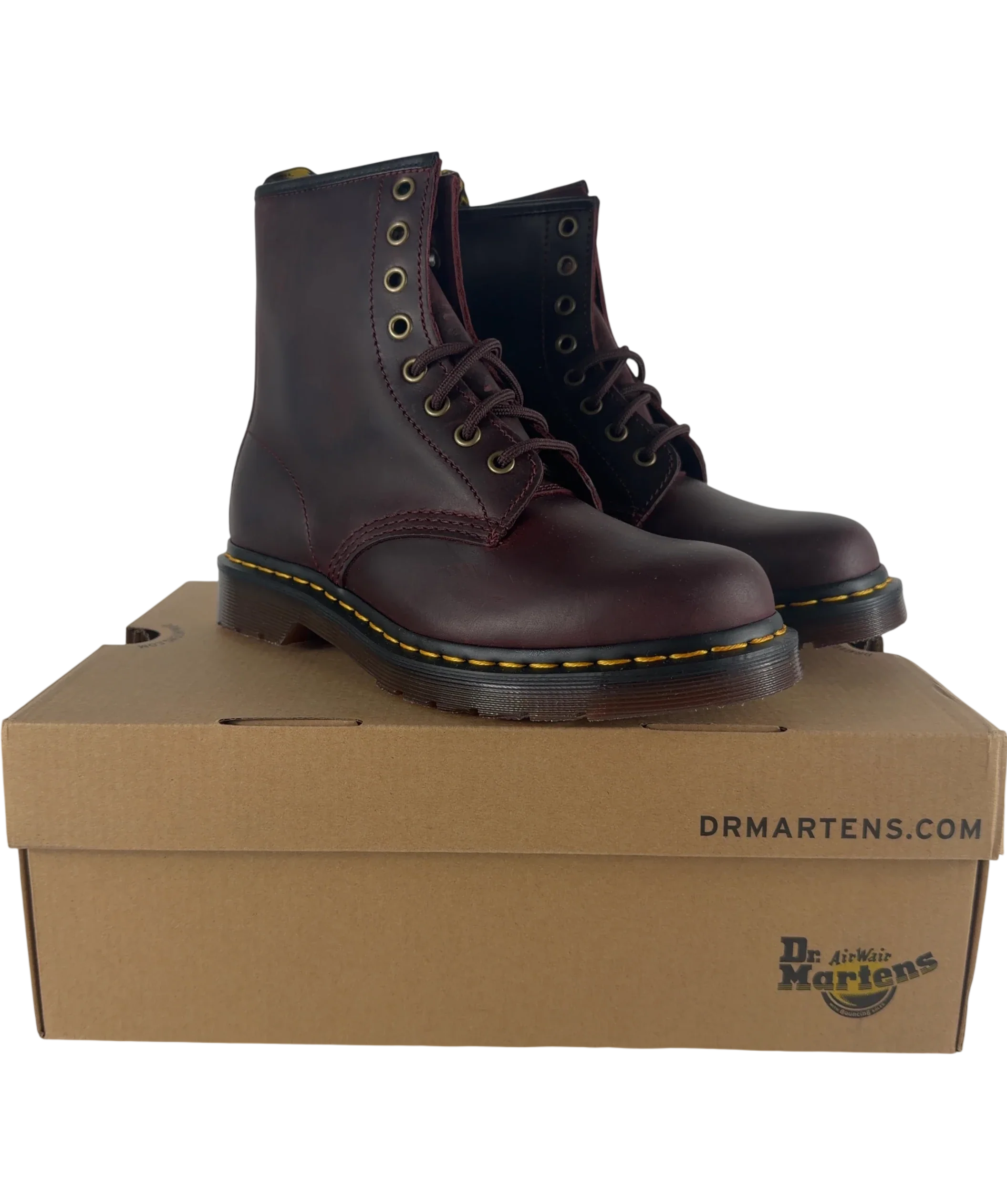 Dr Martens Red 1460 Crazy Horse Leather Lace Up Boots Cherry Red, size UK 5 EU 38 👠 — front