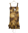 House of CB Brown Amaria Leopard Print Hand Beaded Embellished Midi Dress UK L+, size UK L — front