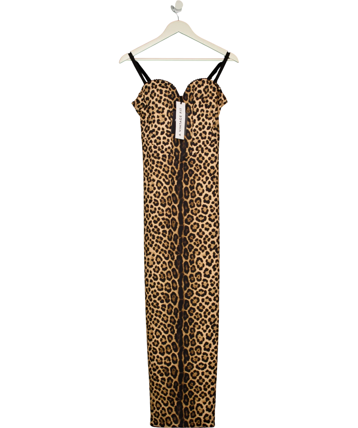 A VINTAGE FIT Brown Bodycon Dress Leopard, size UK XL — front