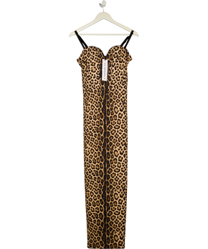 A VINTAGE FIT Brown Bodycon Dress Leopard UK XL