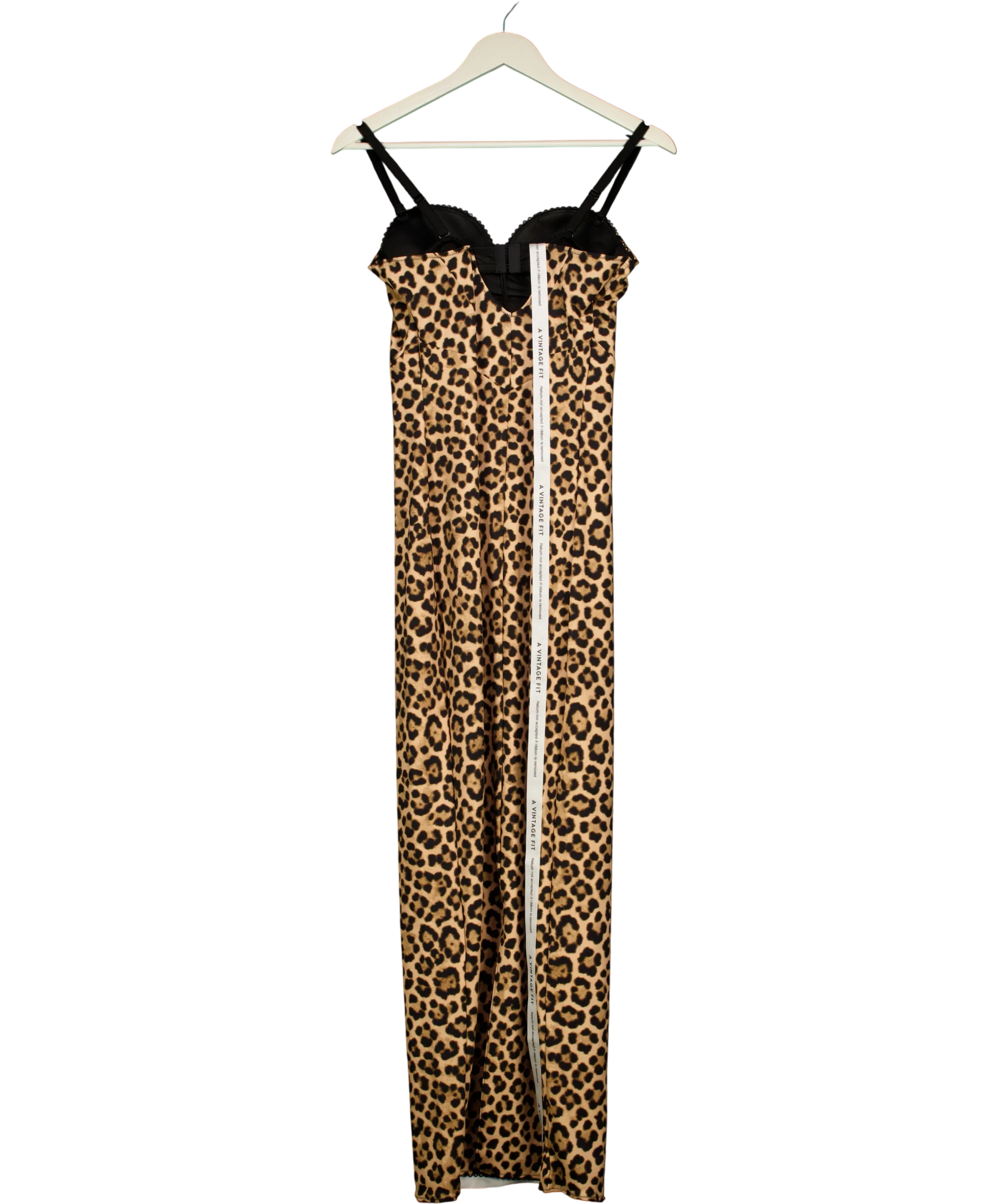 A VINTAGE FIT Brown Bodycon Dress Leopard, size UK XL — back