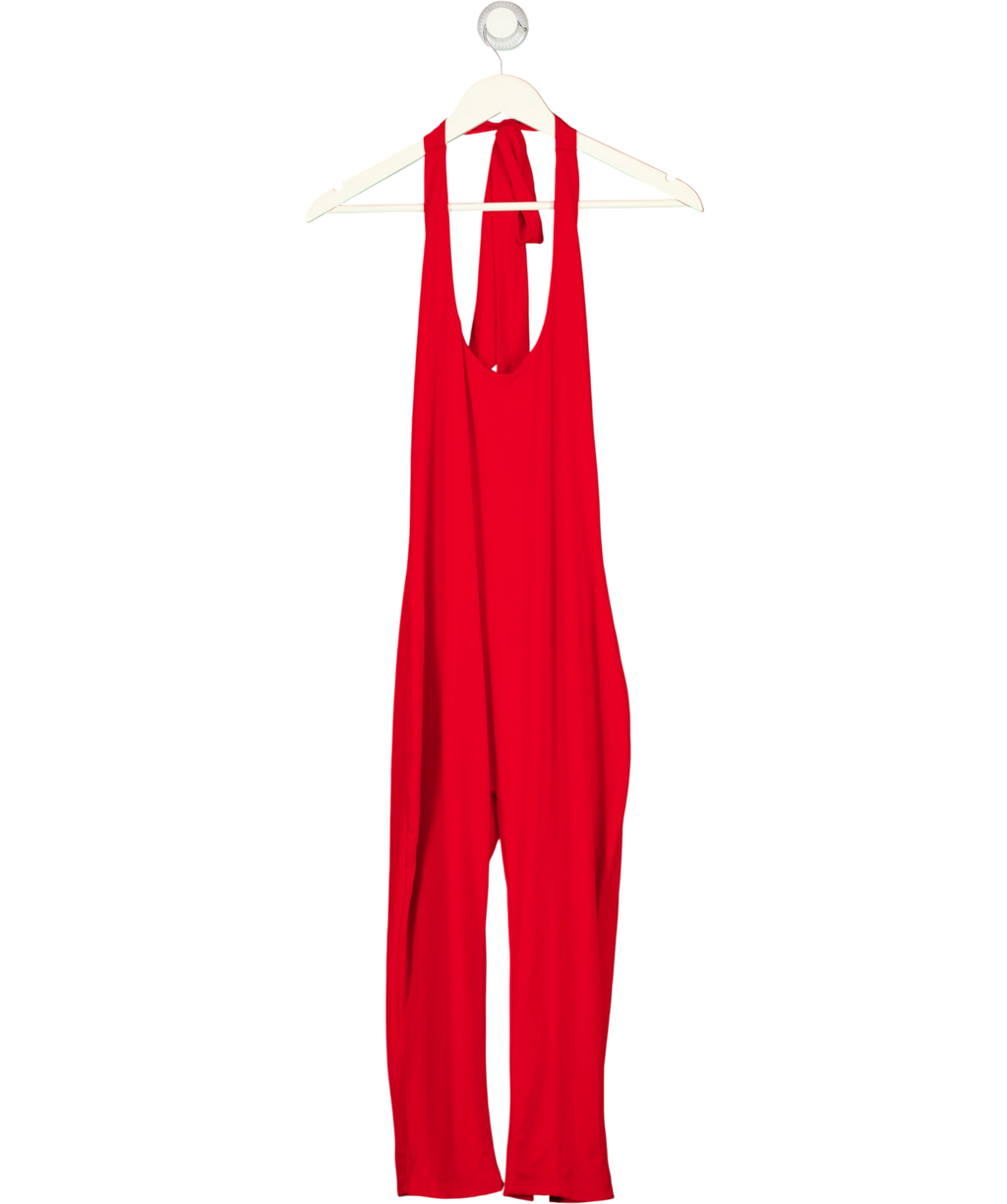 Mars the Label Red The Sandra CORSET WAIST Capri Jumpsuit in Bright Red, size UK 16 — front