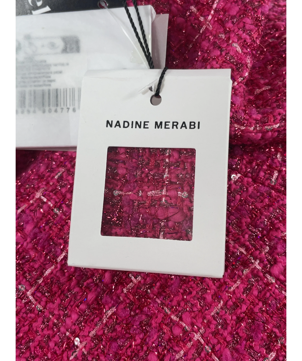Nadine Merabi Pink Isla Pink Check Bouclé-Tweed Mini Dress, size UK 18 — detail