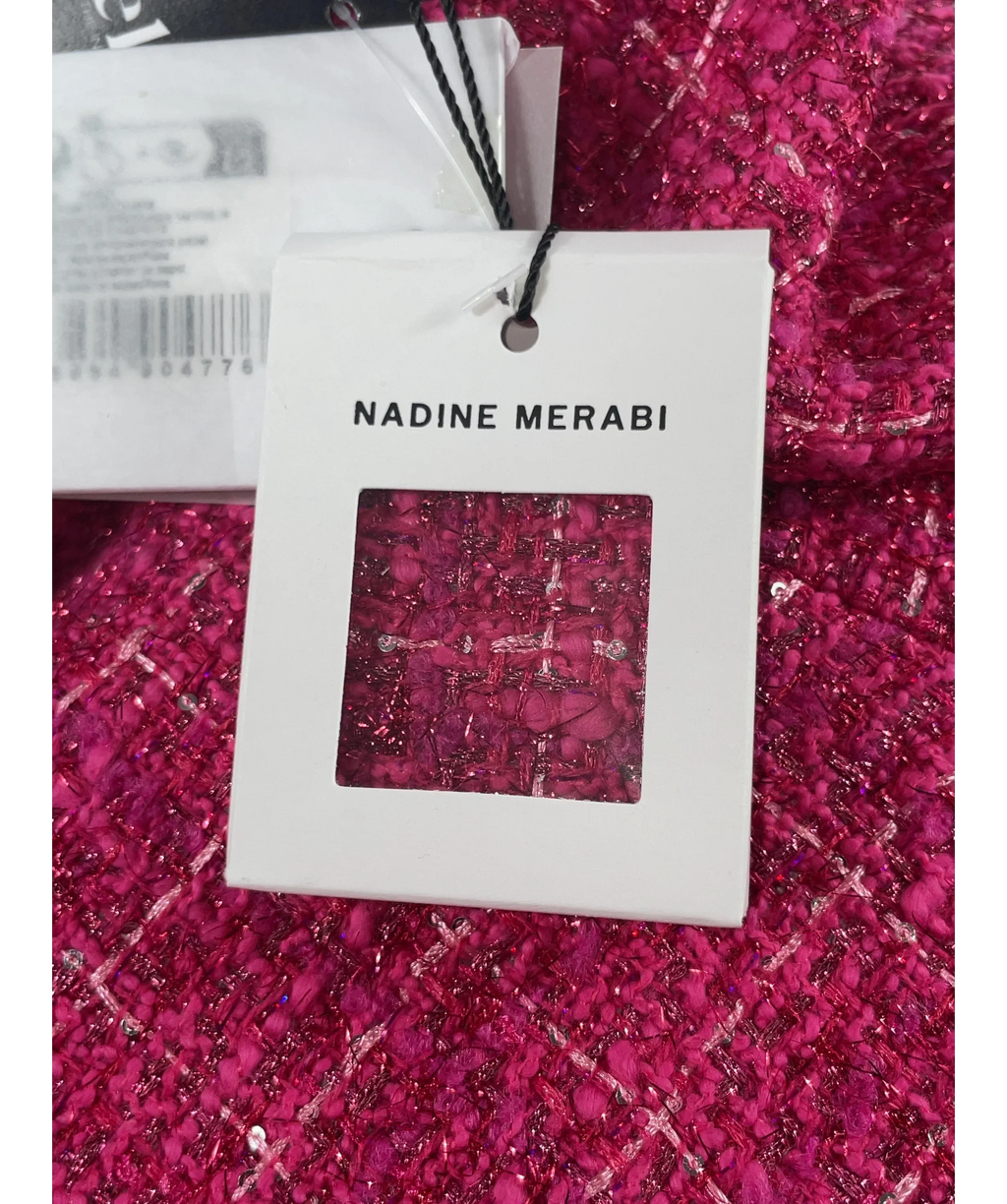 Nadine Merabi Pink Isla Pink Check Bouclé-Tweed Mini Dress, size UK 18 — detail