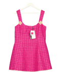 Nadine Merabi Pink Isla Pink Check Bouclé-Tweed Mini Dress, size UK 18 — front