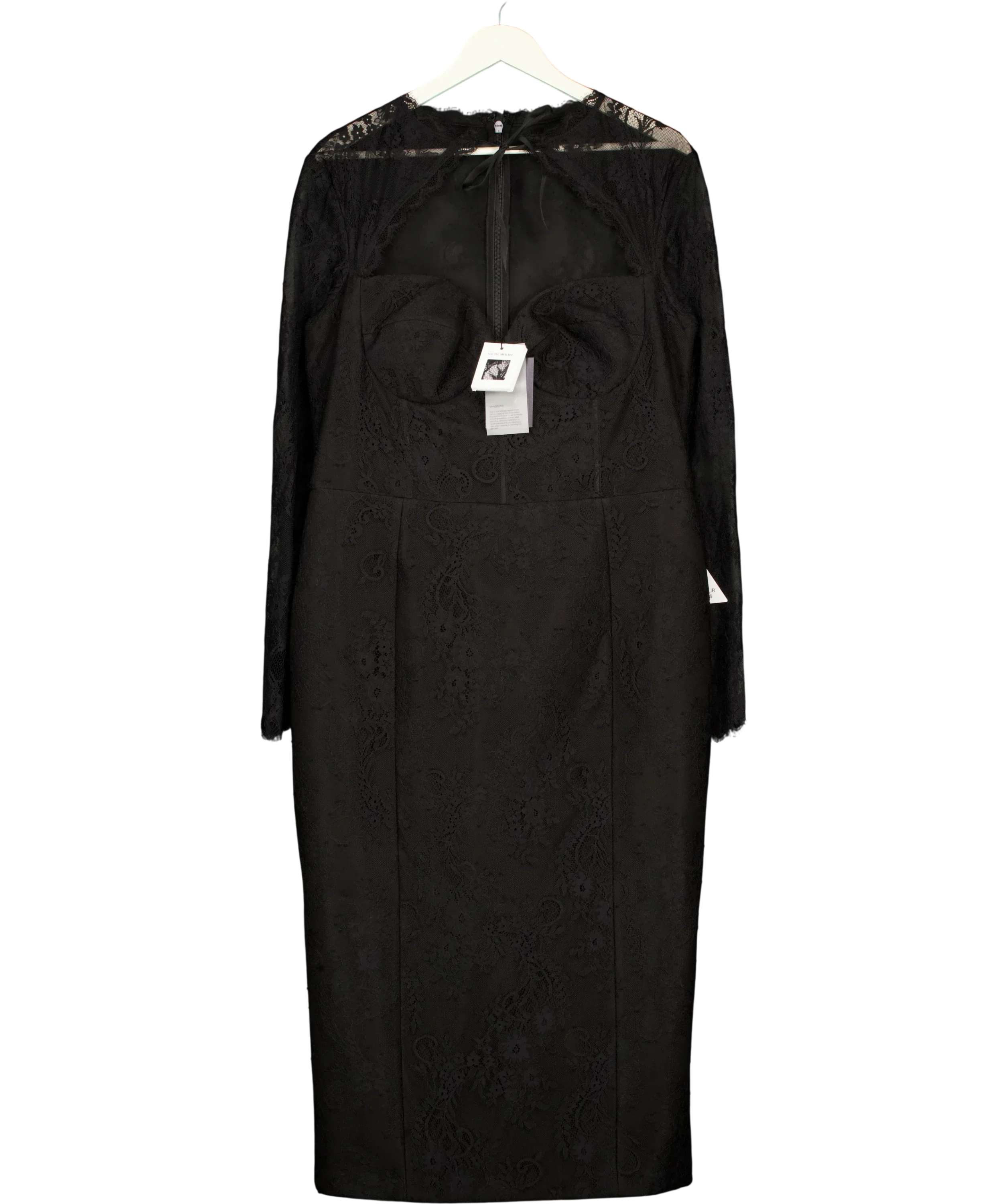 Nadine Merabi Black Mylene Black Lace Midi Dress, size UK 18 — front