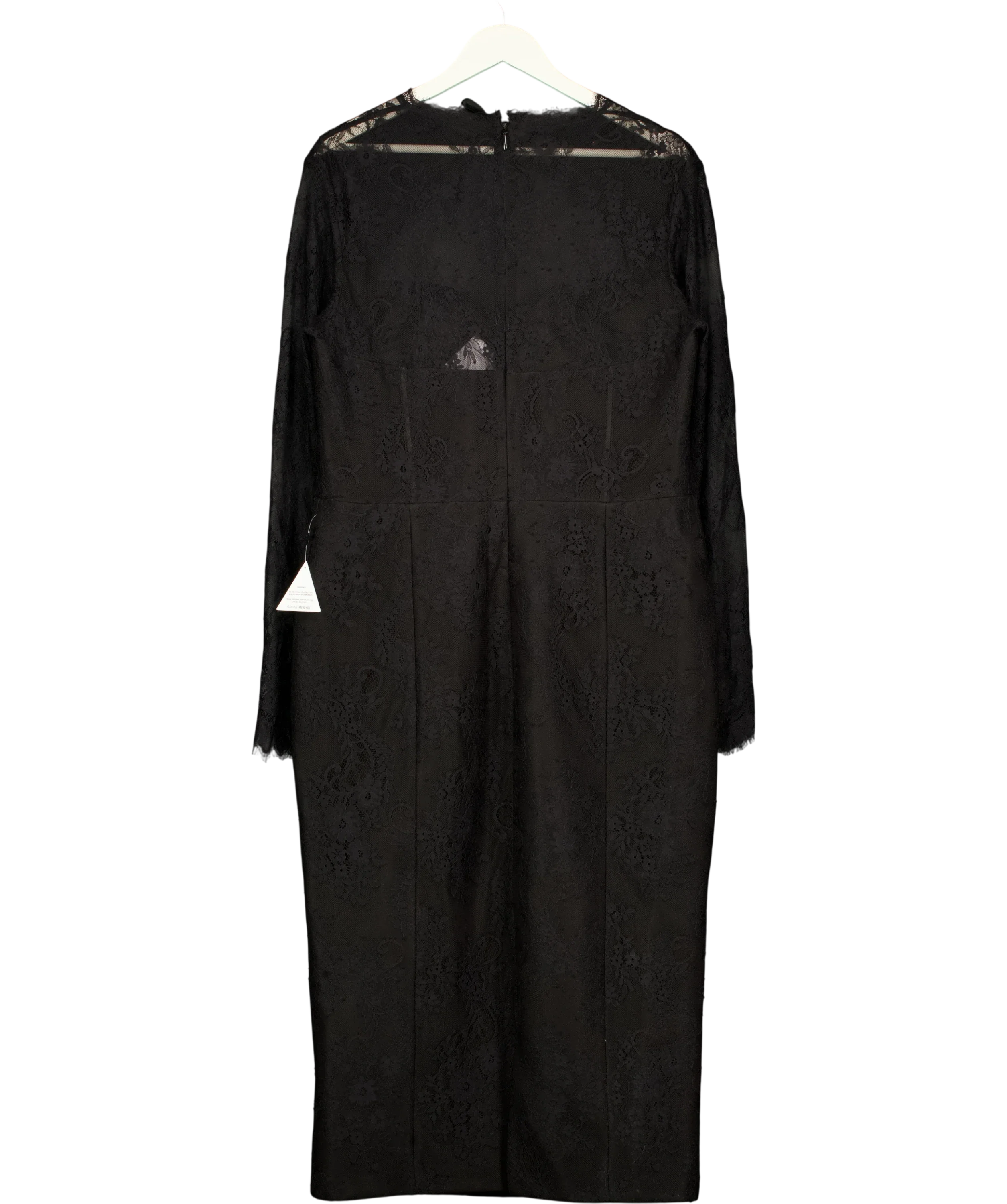 Nadine Merabi Black Mylene Black Lace Midi Dress, size UK 18 — back