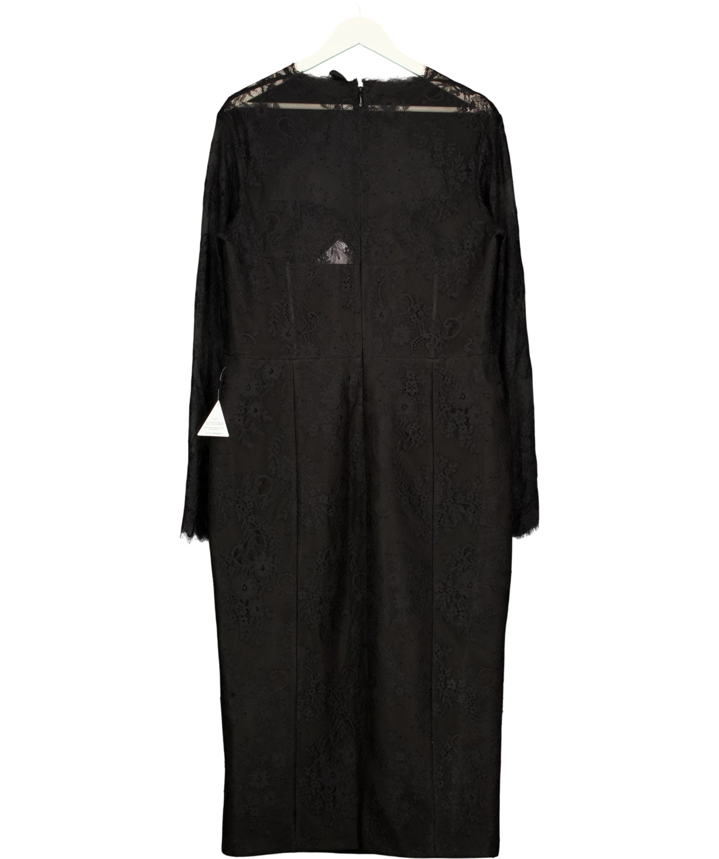 Nadine Merabi Black Mylene Black Lace Midi Dress, size UK 18 — back