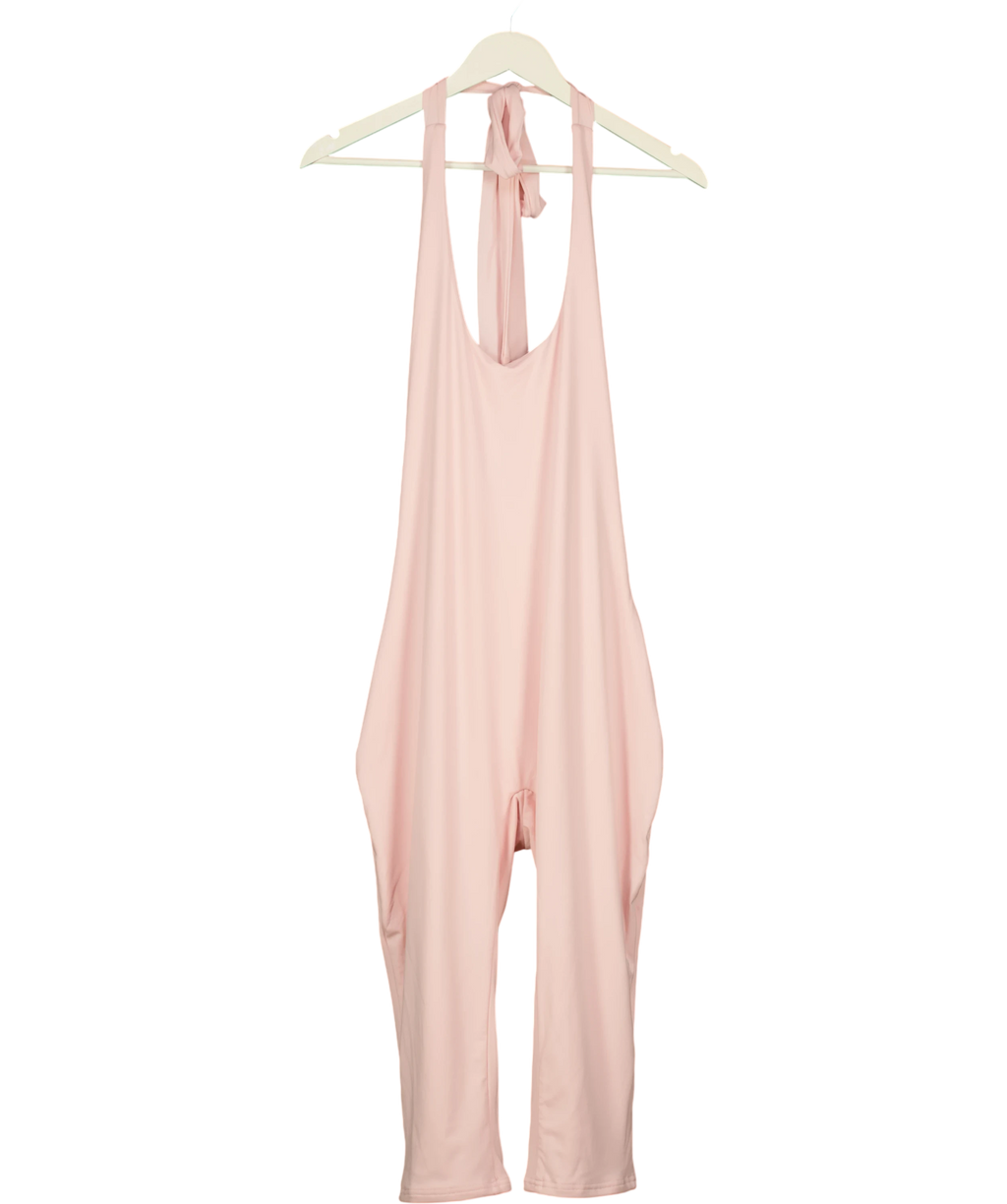 Mars the Label Pink The Sandra Corset Waist Capri Jumpsuit In PINK, size UK 16 — front