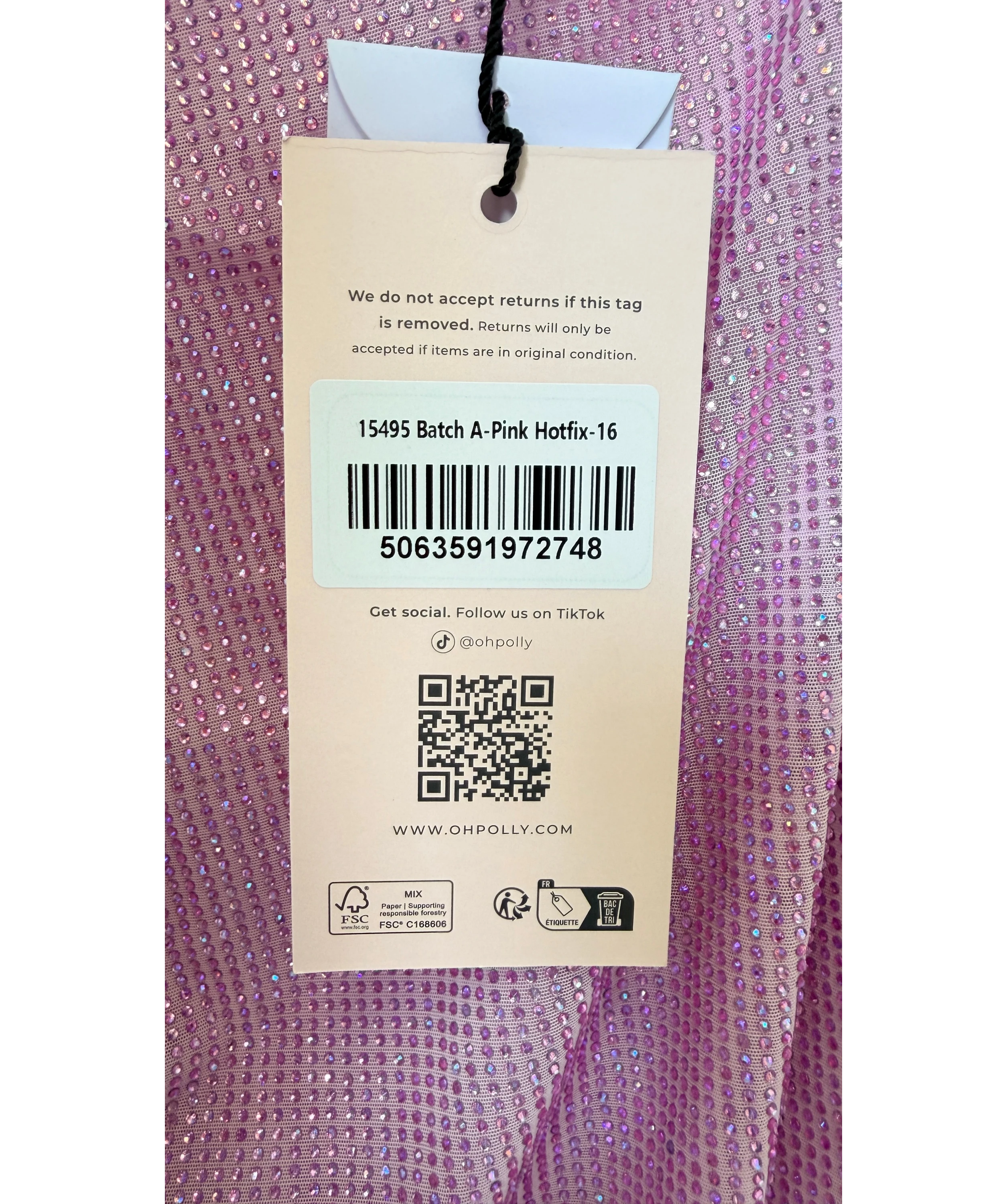 OH POLLY Purple Neréa Embellished Ruched Peekaboo Mini Dress, size UK 16 — label