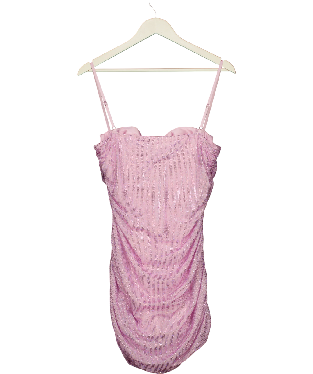 OH POLLY Purple Neréa Embellished Ruched Peekaboo Mini Dress, size UK 16 — back