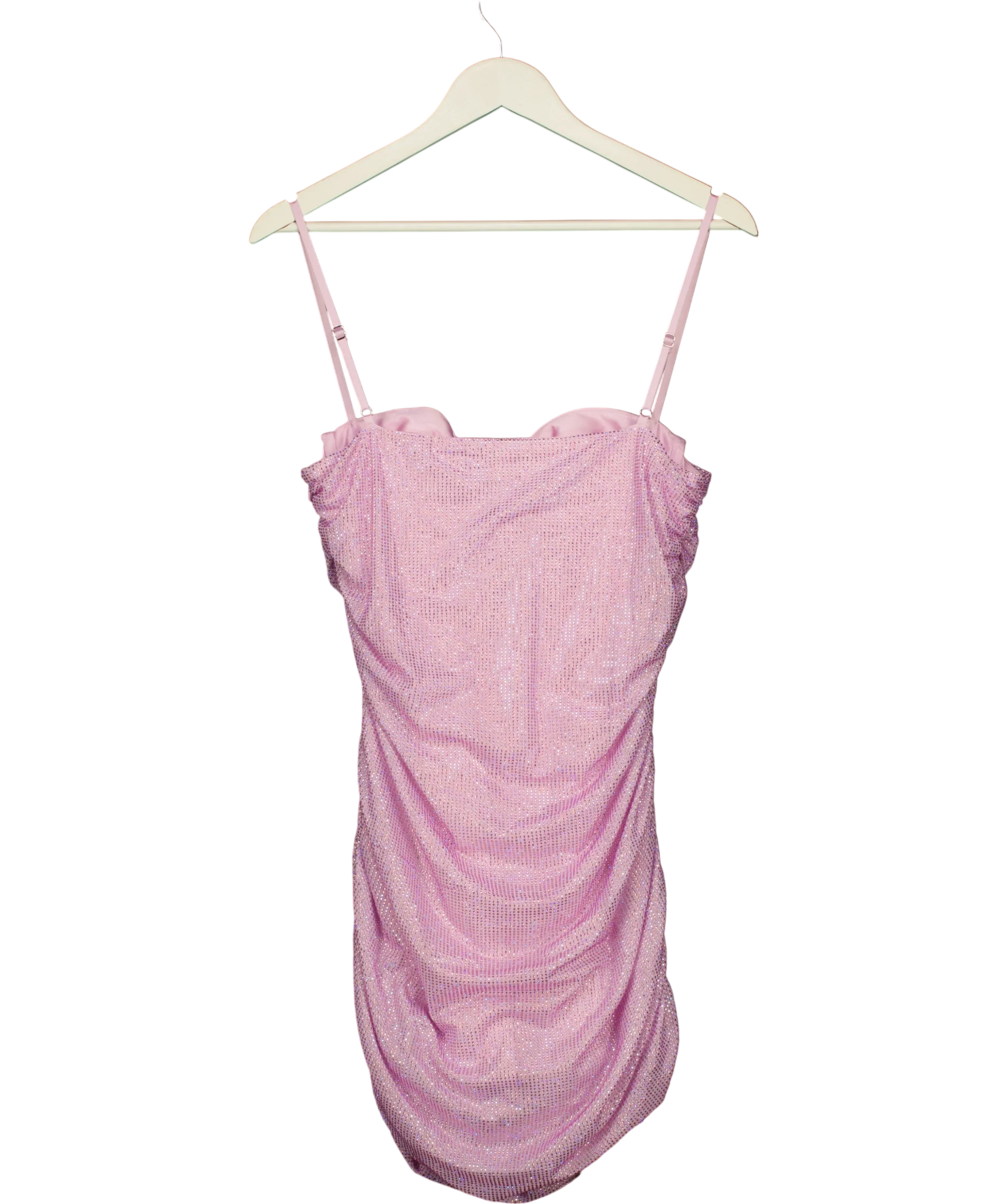 OH POLLY Purple Neréa Embellished Ruched Peekaboo Mini Dress, size UK 16 — back