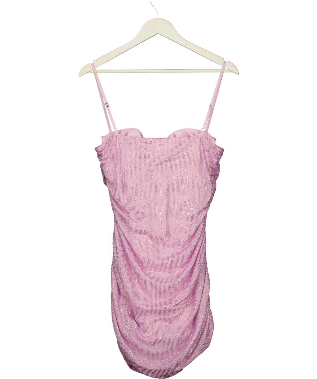 OH POLLY Purple Neréa Embellished Ruched Peekaboo Mini Dress, size UK 16 — back