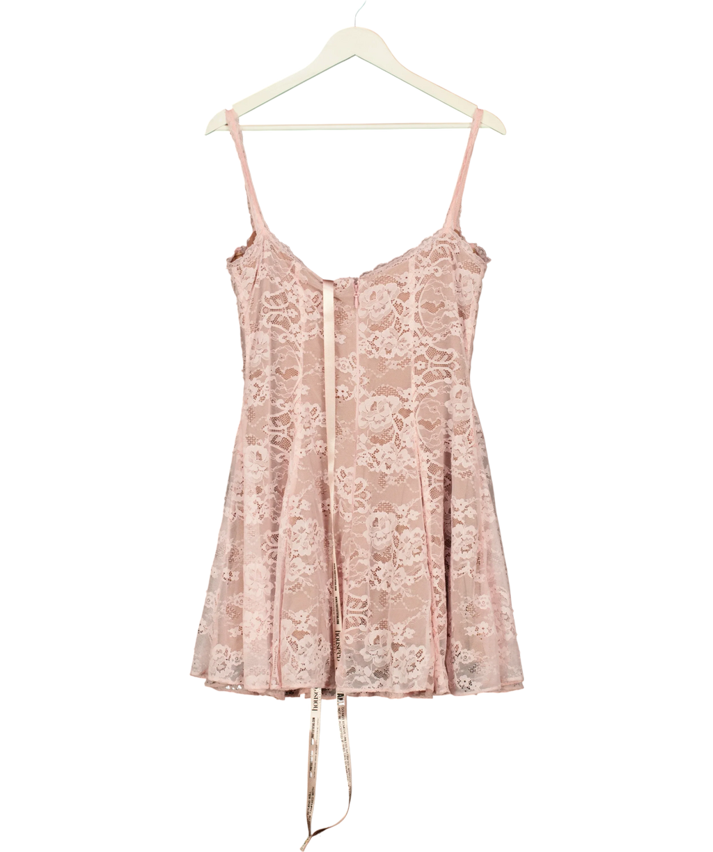 House of CB Pink Alice Perfectly Pink Lace Mini Dress L+, size UK L — back