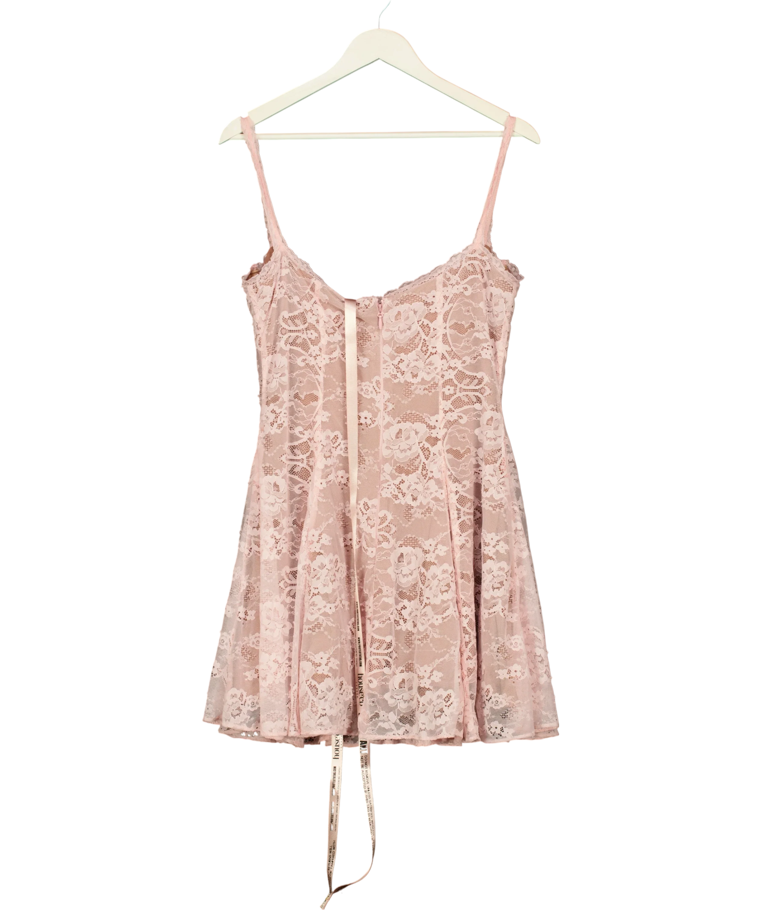 House of CB Pink Alice Perfectly Pink Lace Mini Dress L+, size UK L — back