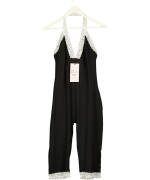 OH POLLY Calla Modal Lace-trim Capri Jumpsuit Black UK XL