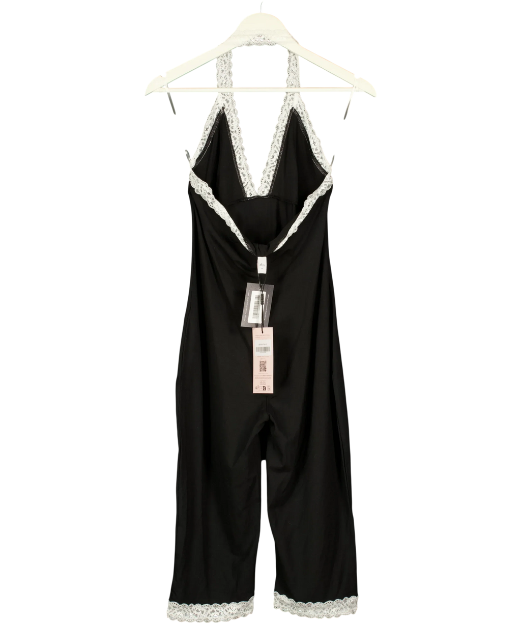 OH POLLY Black Calla Modal Lace-Trim Capri Jumpsuit Black, size UK XL — back