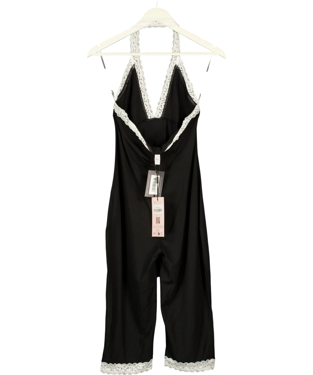 OH POLLY Black Calla Modal Lace-Trim Capri Jumpsuit Black, size UK XL — back