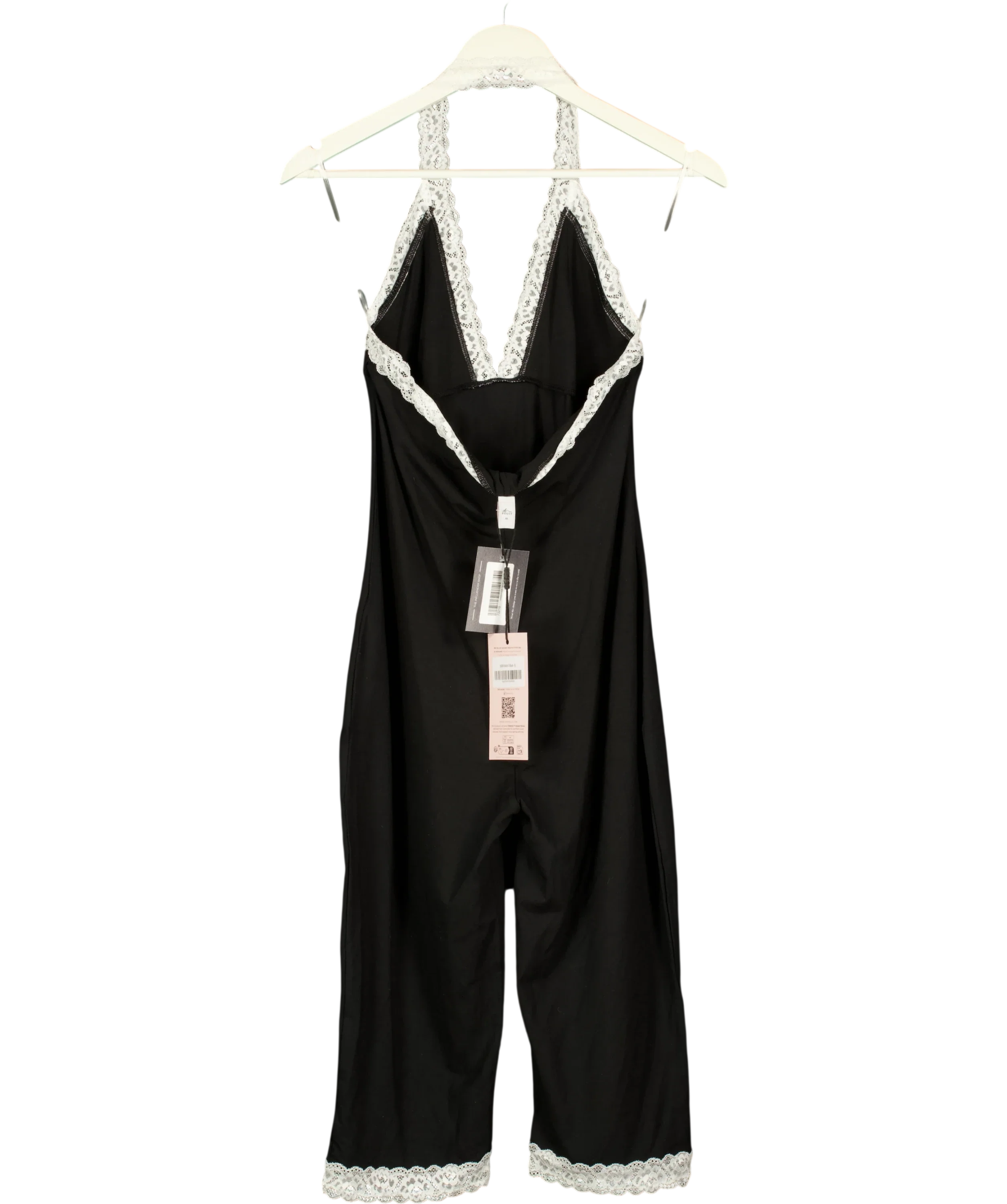 OH POLLY Black Calla Modal Lace-Trim Capri Jumpsuit Black, size UK XL — back