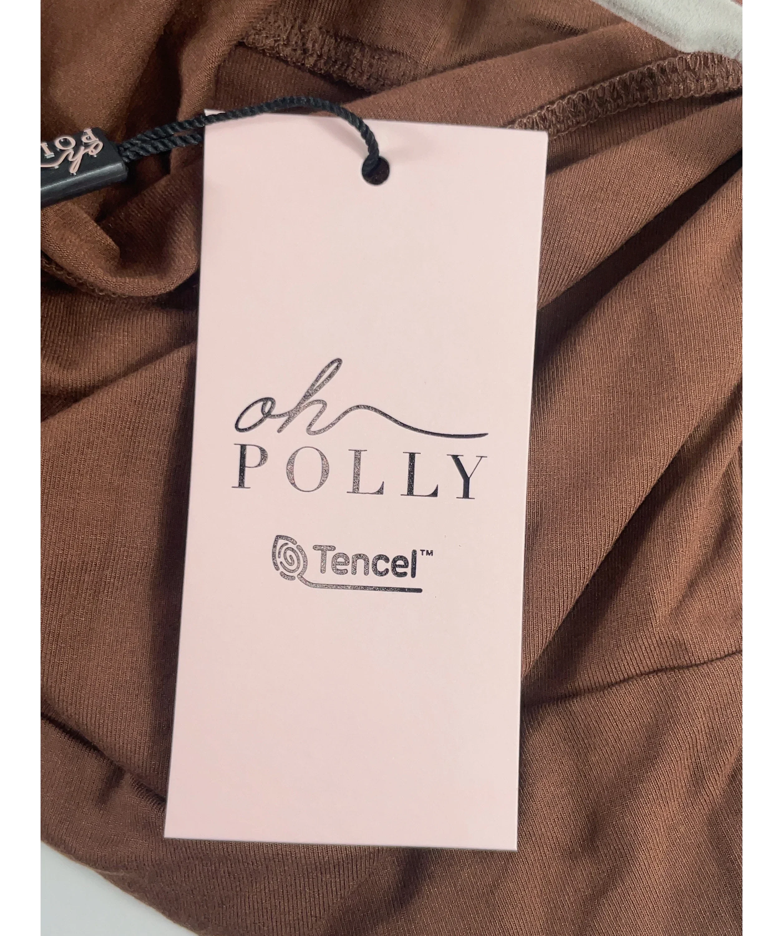 OH POLLY Brown Wynn Modal Plunge Halterneck Capri Jumpsuit, size UK XXL — detail