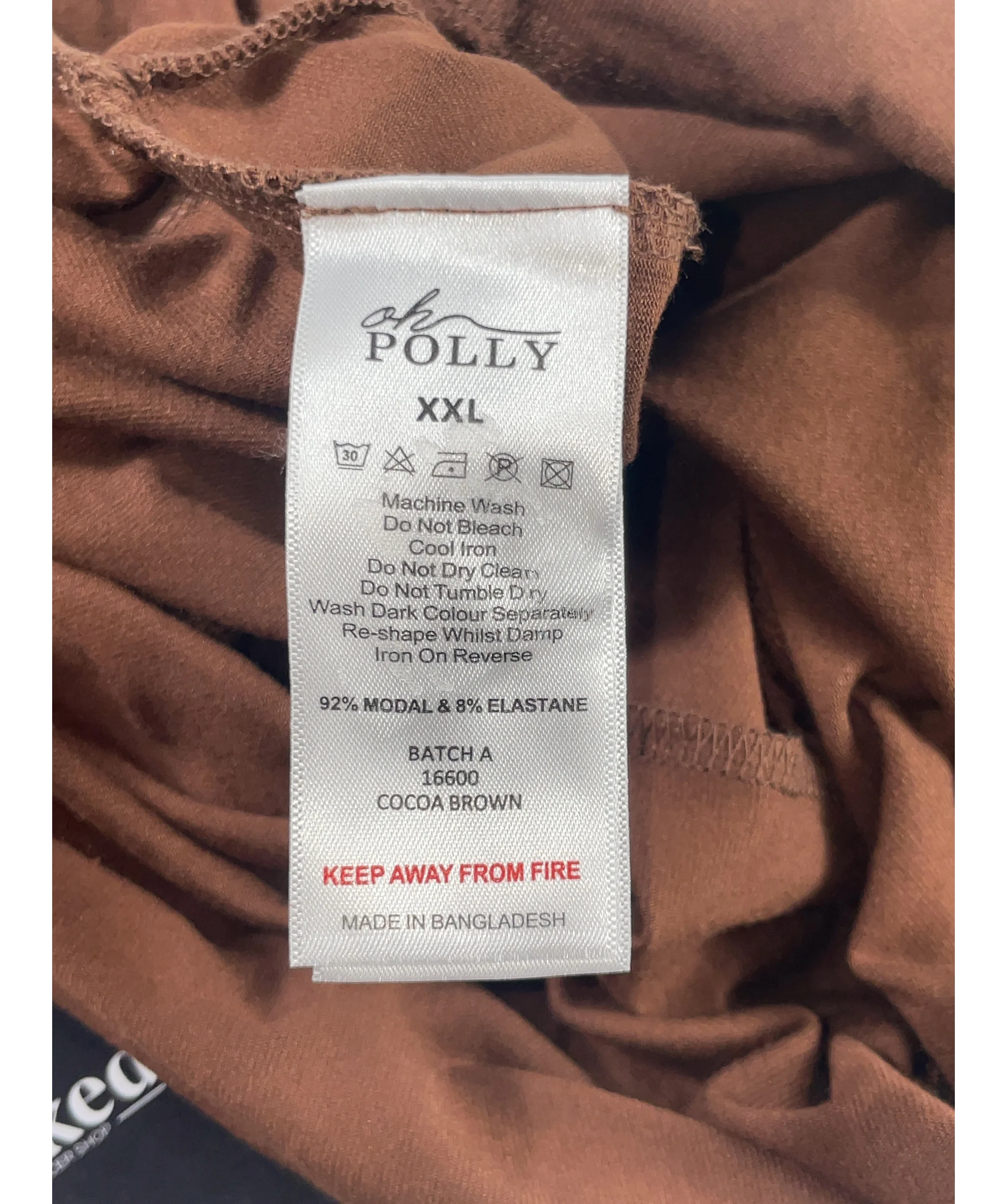 OH POLLY Brown Wynn Modal Plunge Halterneck Capri Jumpsuit, size UK XXL — label