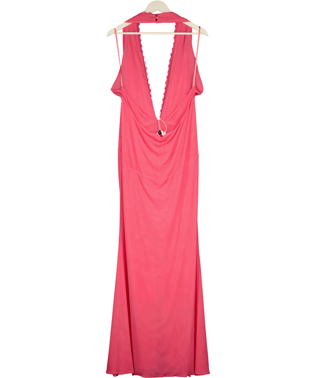 BBX BRAND Pink Rayani Pink Guava Halter Dress, size UK 18 — back