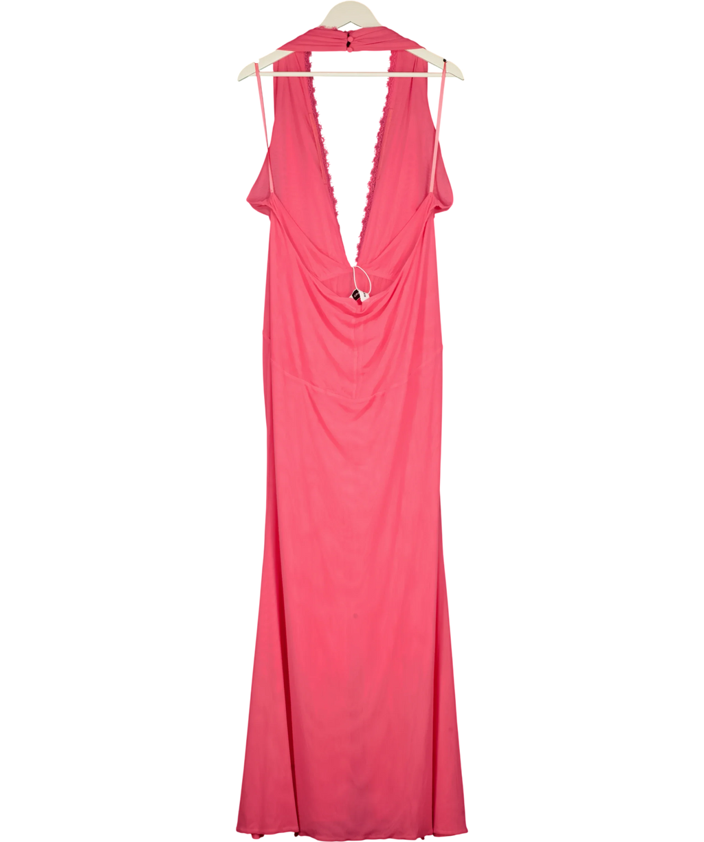 BBX BRAND Pink Rayani Pink Guava Halter Dress, size UK 18 — back