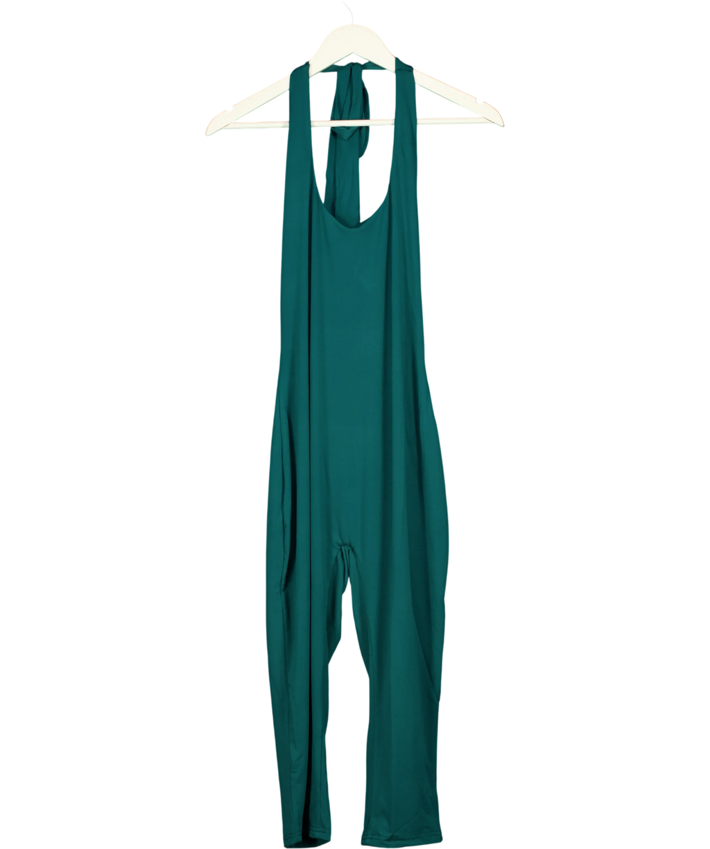 Mars the Label Green The Sandra Corset Waist Capri Jumpsuit In Teal Green, size UK 16 — front