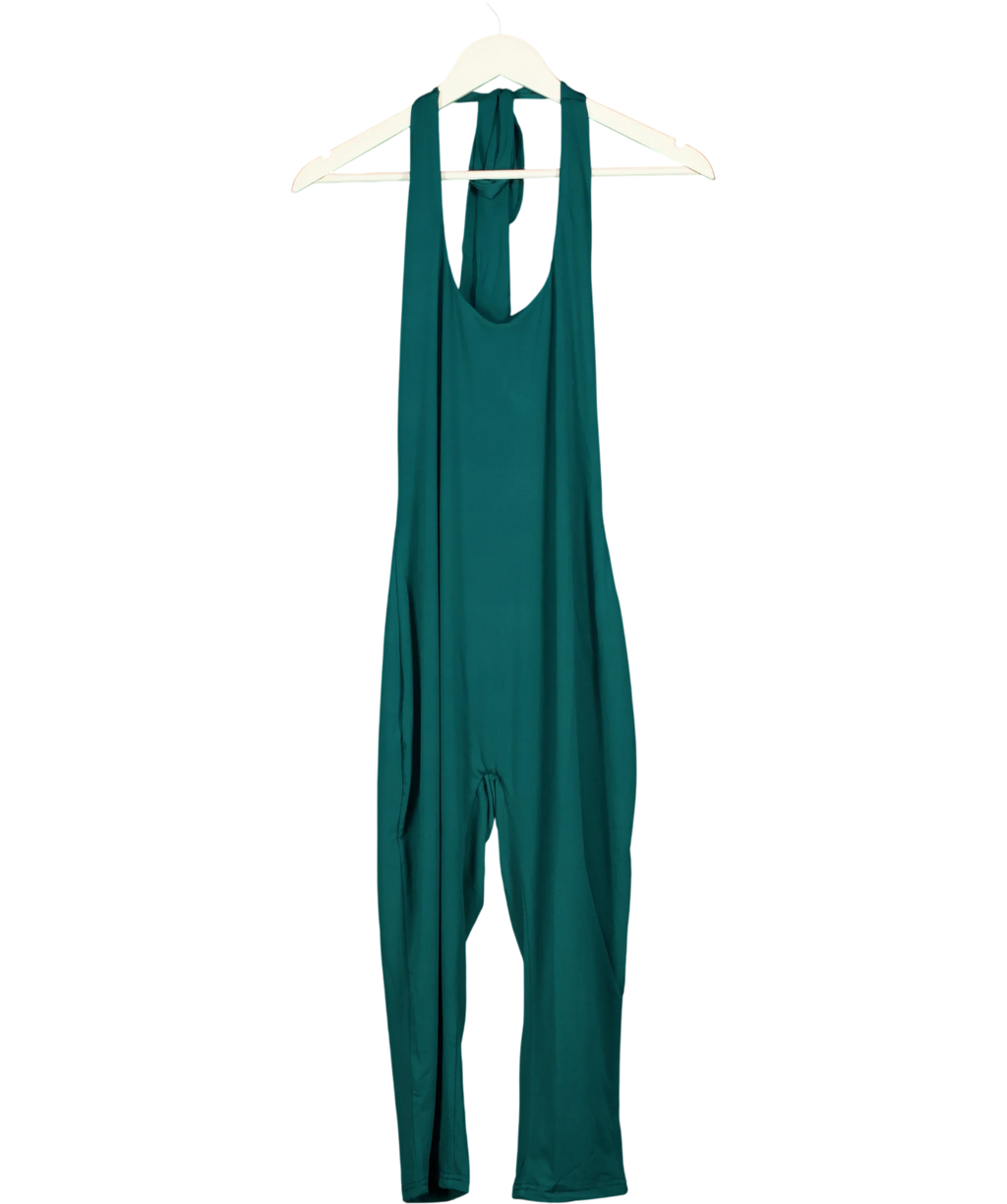 Mars the Label Green The Sandra Corset Waist Capri Jumpsuit In Teal Green, size UK 16 — front