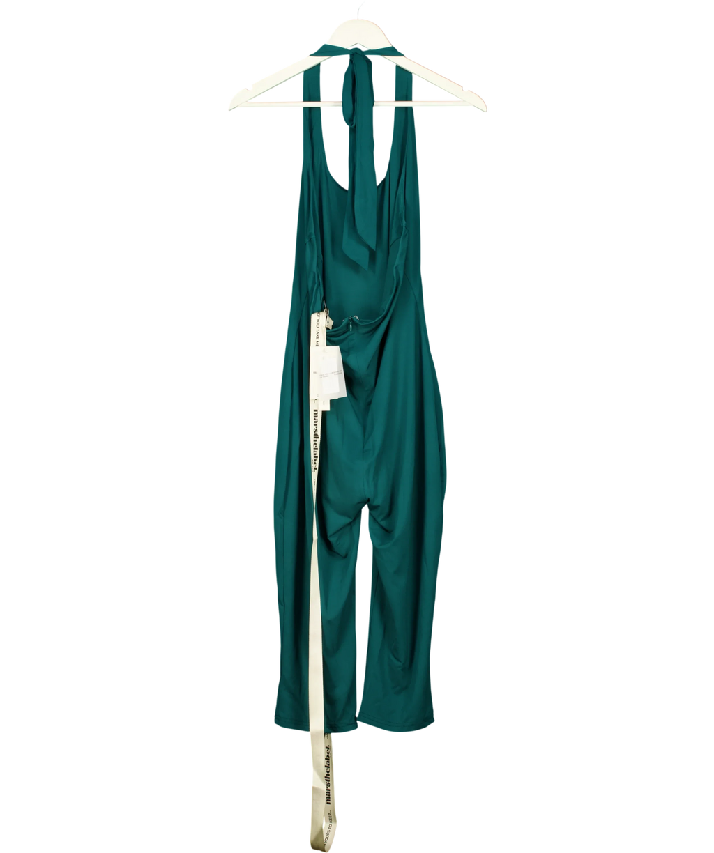 Mars the Label Green The Sandra Corset Waist Capri Jumpsuit In Teal Green, size UK 16 — back