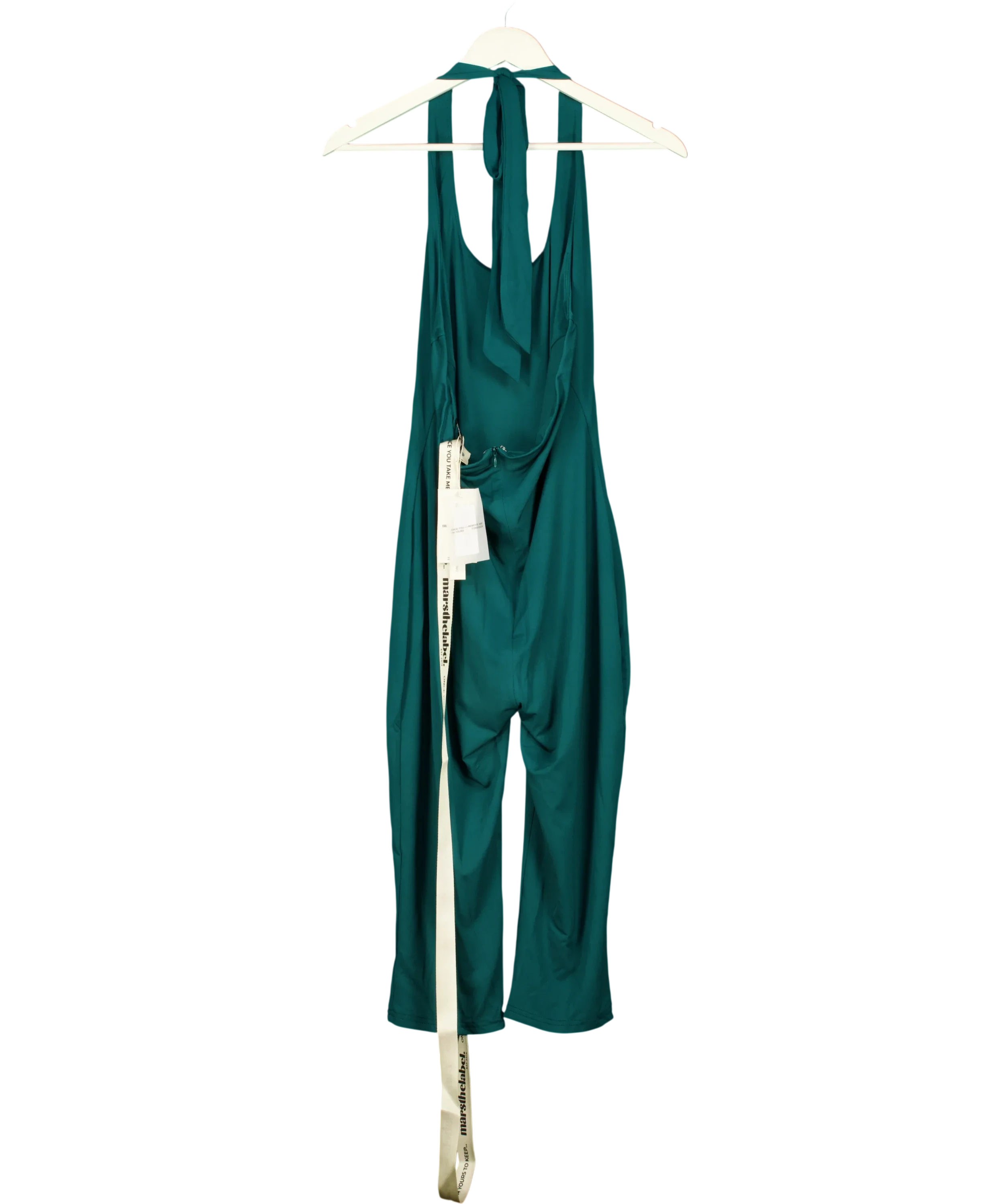 Mars the Label Green The Sandra Corset Waist Capri Jumpsuit In Teal Green, size UK 16 — back