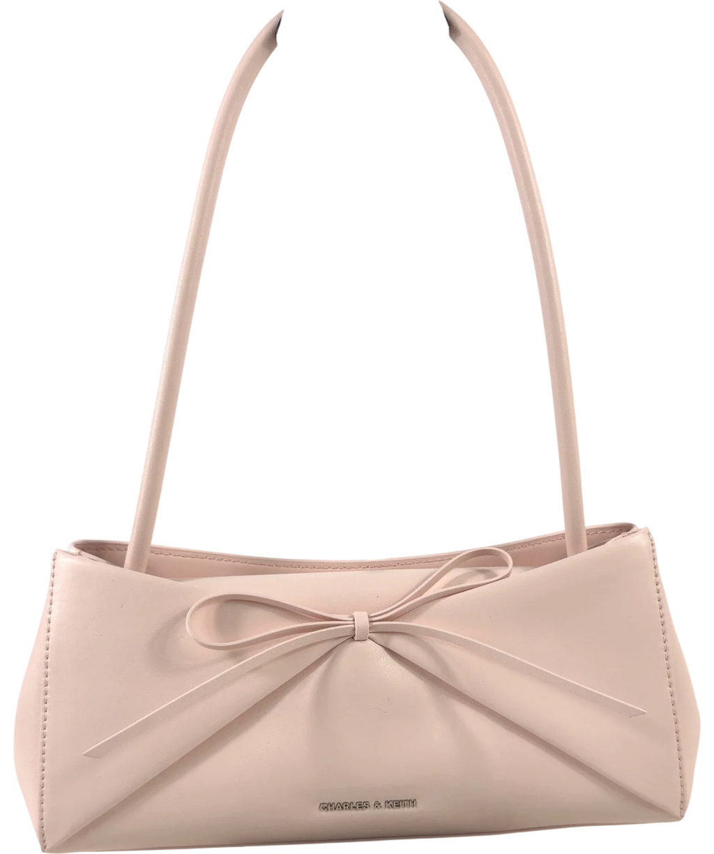 Charles & Keith Pink Hazel Bow Panelled Shoulder Bag — front
