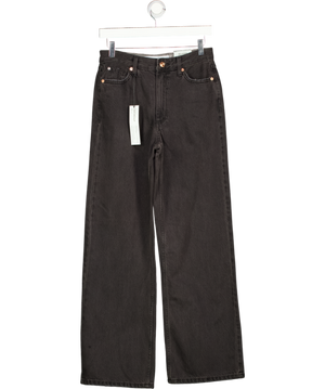River Island Black High Waisted Relaxed Straight Leg Jeans UK XS