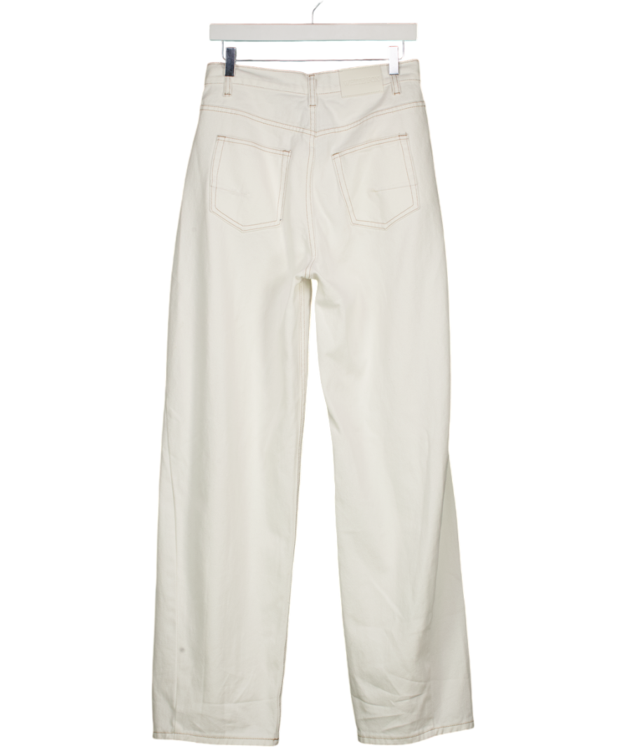 WHITE FOX Mid Rise Barrel Leg Jeans Off White UK M