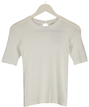 ZARA White Knit Short Sleeve Top UK S