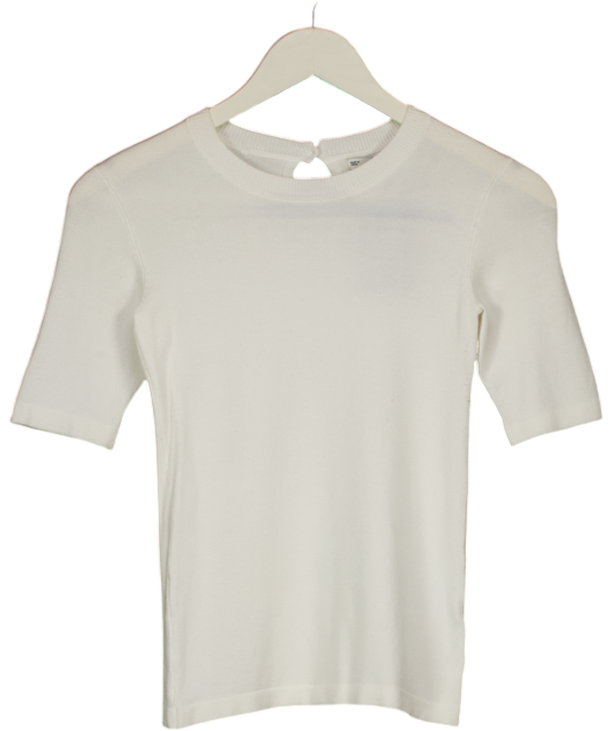 ZARA White Knit Short Sleeve Top UK S