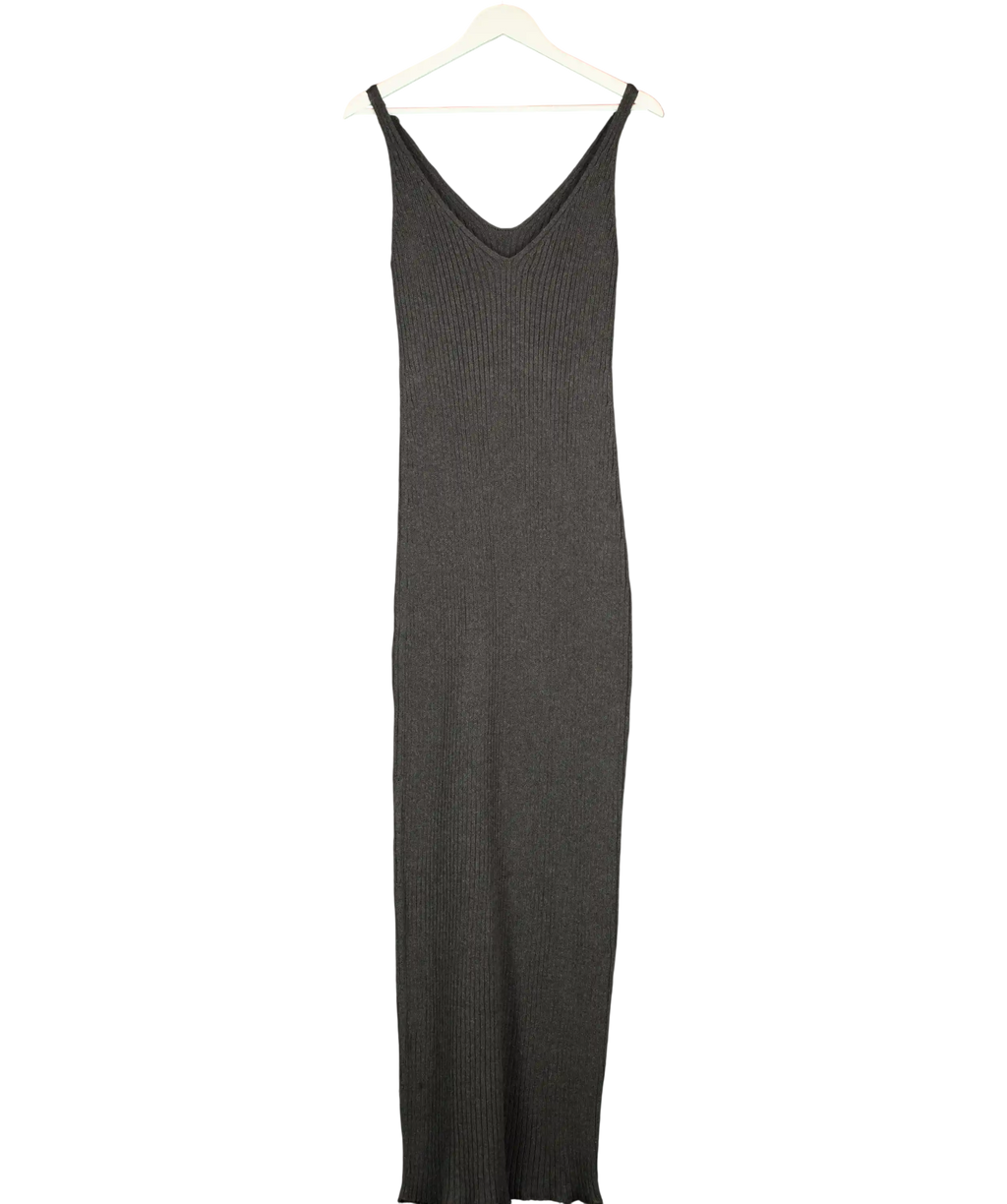Nu-In Charcoal Grey Ribbed Knit Strappy Maxi Dress UK 8