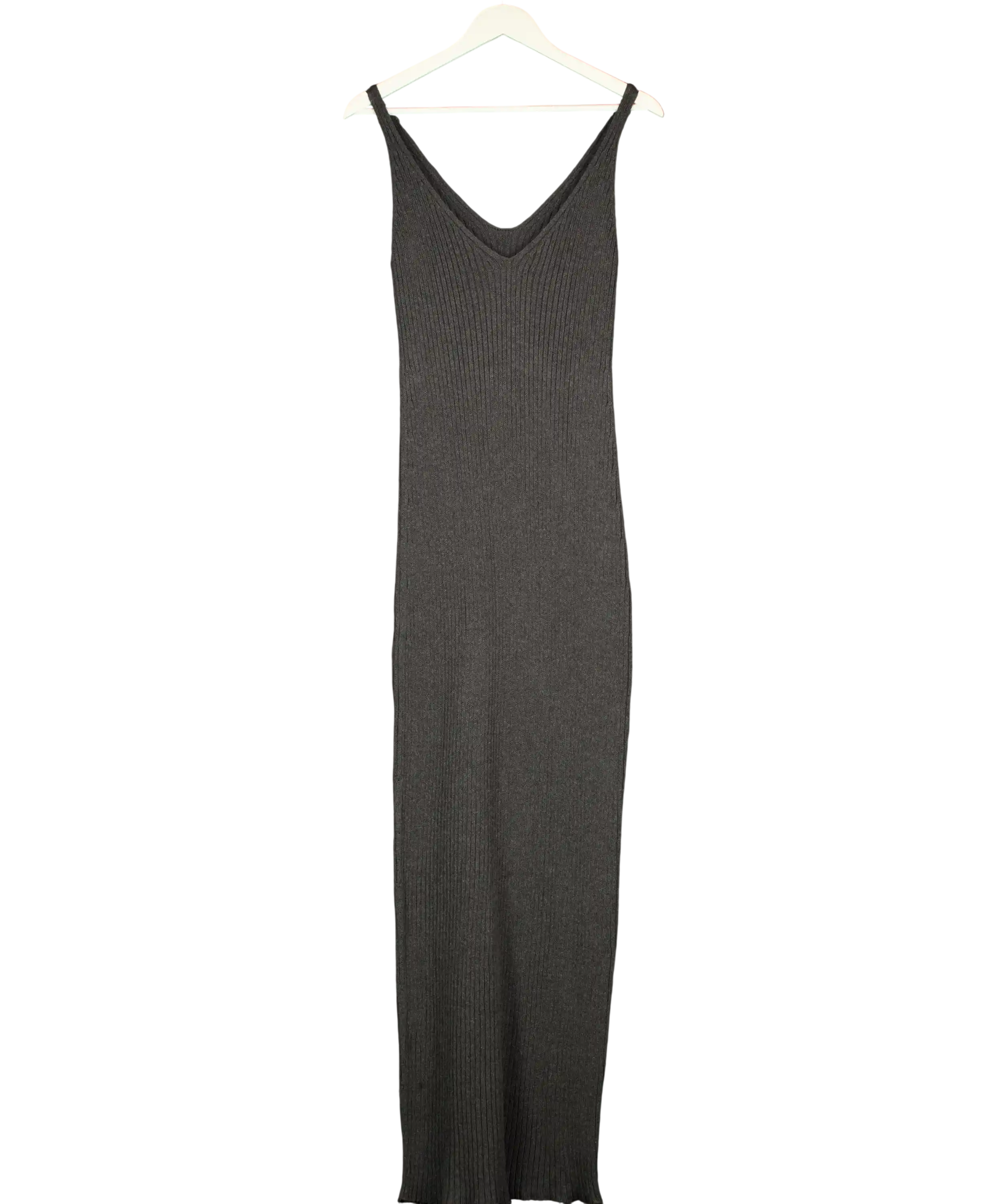Nu-In Charcoal Grey Ribbed Knit Strappy Maxi Dress UK 8