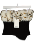 Black Apparis Ivy Fur Trim Tube Top UK S