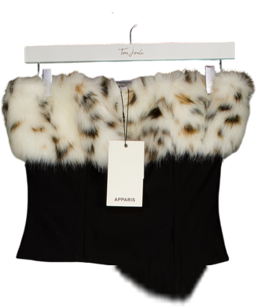Black Apparis Ivy Fur Trim Tube Top UK S