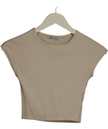 ZARA Cream Cropped Short Sleeve T-shirt UK S