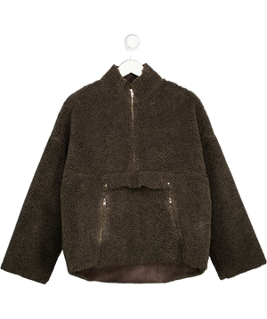 Legato Chocolate Brown Faux Shearling Zip Top UK M/L