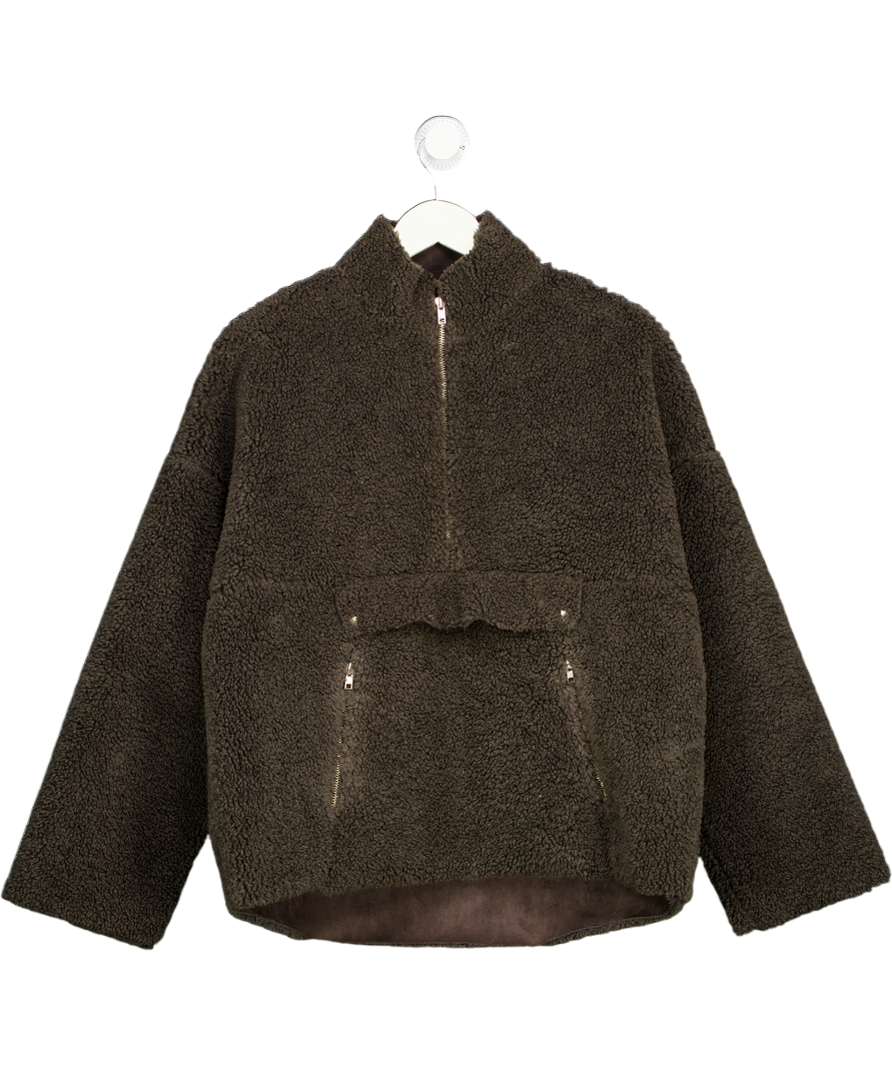 Legato Chocolate Brown Faux Shearling Zip Top UK M/L