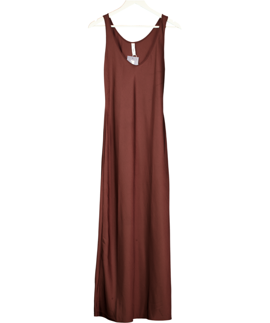 MANGO Brown Satin Dress With Low-cut Neckline UK S