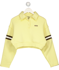 RU & ROCKA Yellow Cropped Polo Cotton-blend Sweatshirt UK S