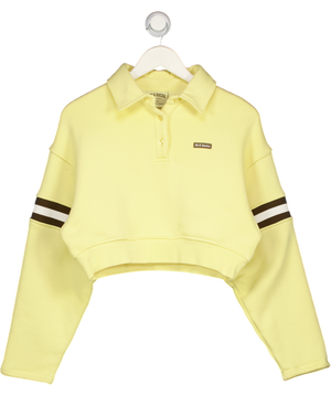 RU & ROCKA Yellow Cropped Polo Cotton-blend Sweatshirt UK S